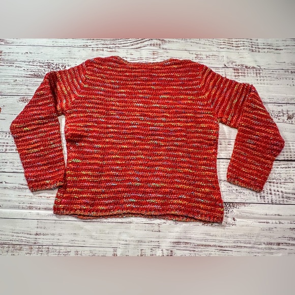 Talbots XL red wool blend knit sweater with multi color - Picture 4 of 7